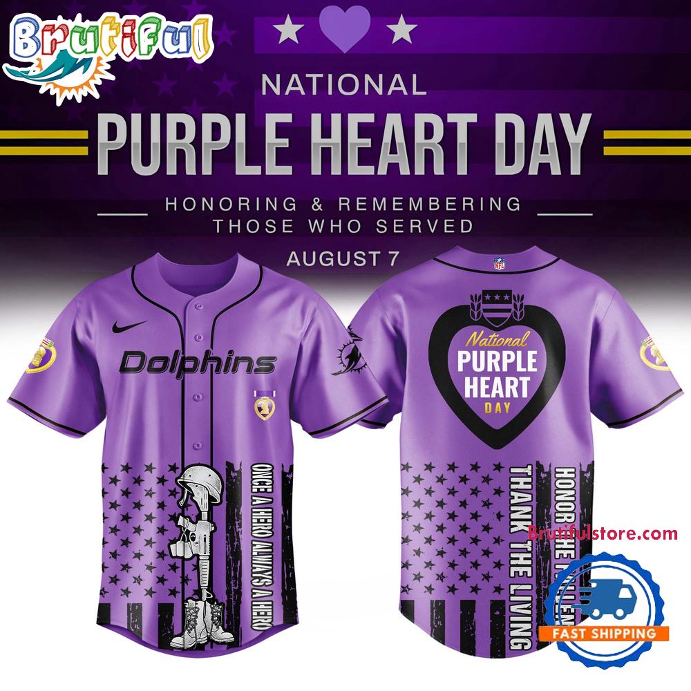 Miami Dolphins Purple Heart Day Limited Edition Baseball Jersey