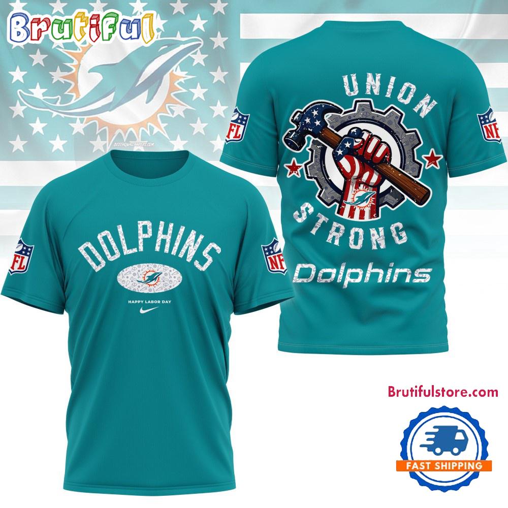 Miami Dolphins Union Strong Labor Day All Over Print Shirt