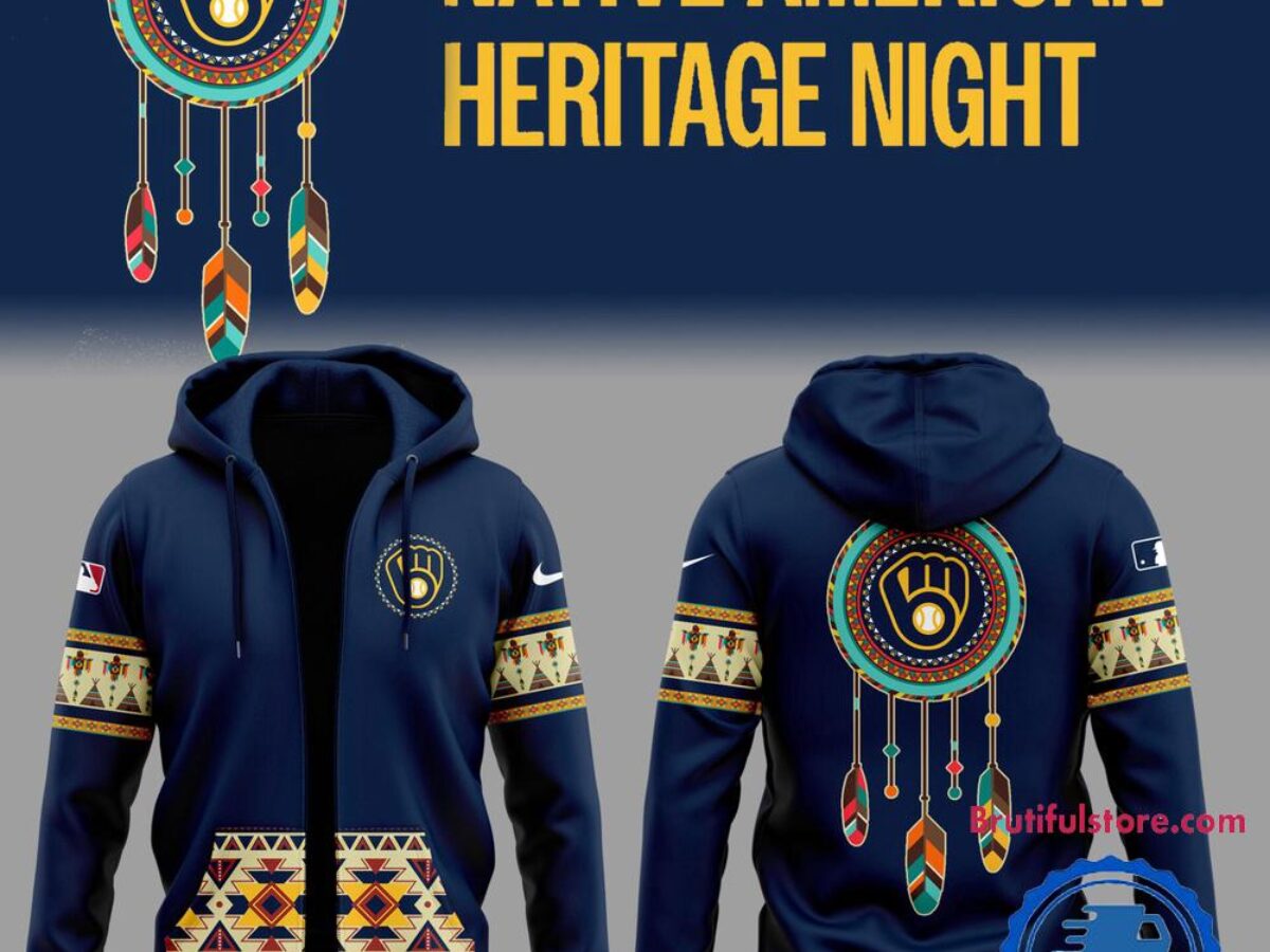 Milwaukee Brewers Native American Heritage Month 2025 Zipper Hoodie