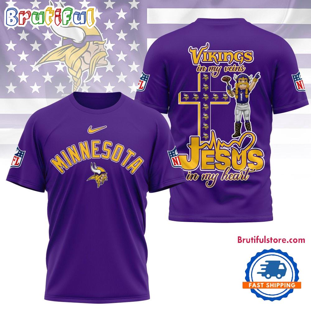 Minnesota Vikings In My Veins In My Heart All Over Print Shirt