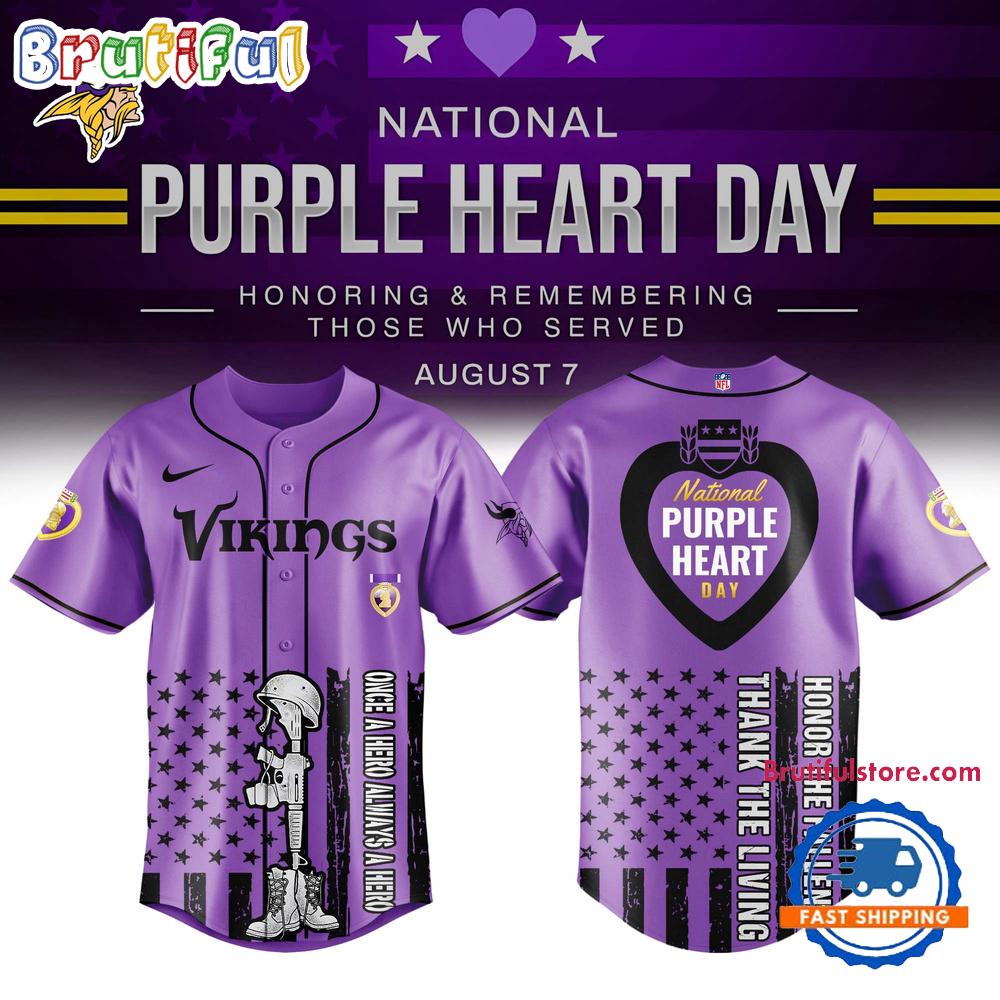 Minnesota Vikings Purple Heart Day Limited Edition Baseball Jersey