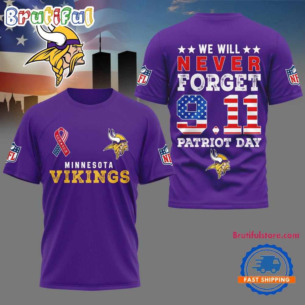 Minnesota Vikings We Will Never Forget 9 11 Patriot Day 2025 Unisex 3D Shirt