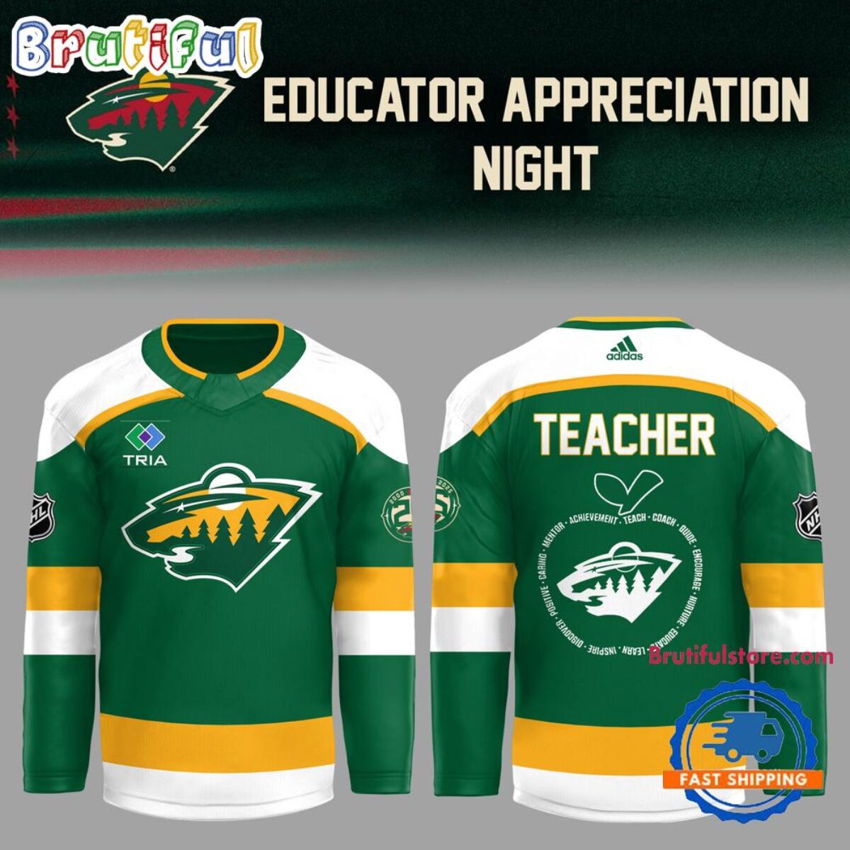 美品 Sneeze Kit Jersey (GREEN) ほぼ新品未使用 Minnesota Wild Educators Appreciation Night 2025 Hockey Jersey