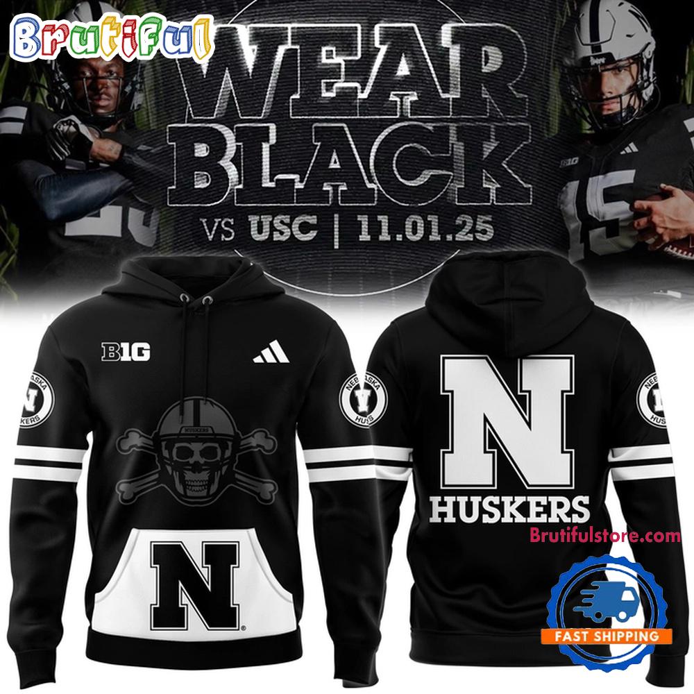 Nebraska Cornhuskers Football 2025 Blackout Hoodie Shirt