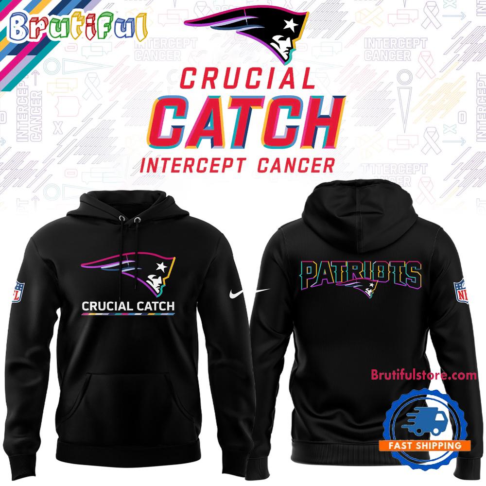 New England Patriots Black 2025 NFL Crucial Catch Tri-Blend Dri-FIT Hoodie