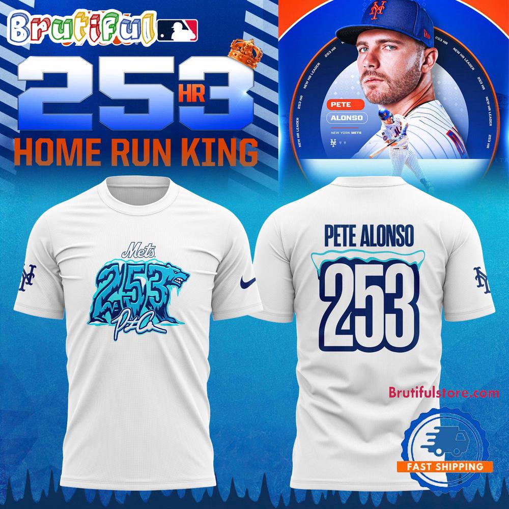 New York Mets Pete Alonso 253 Home Run White T Shirt