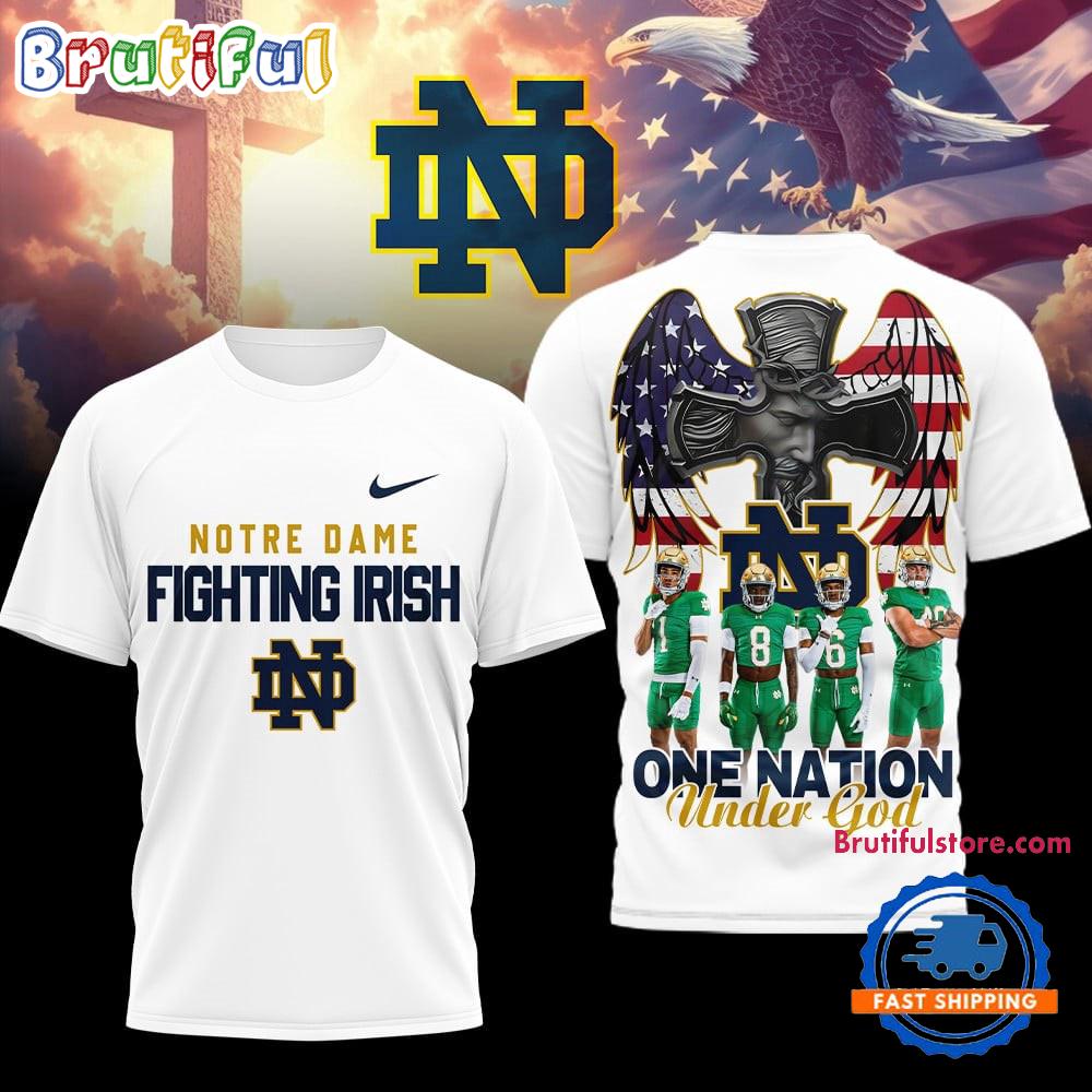 Notre Dame Fighting Irish NCAA Graphic Player One Nation Under God 3D Shirt