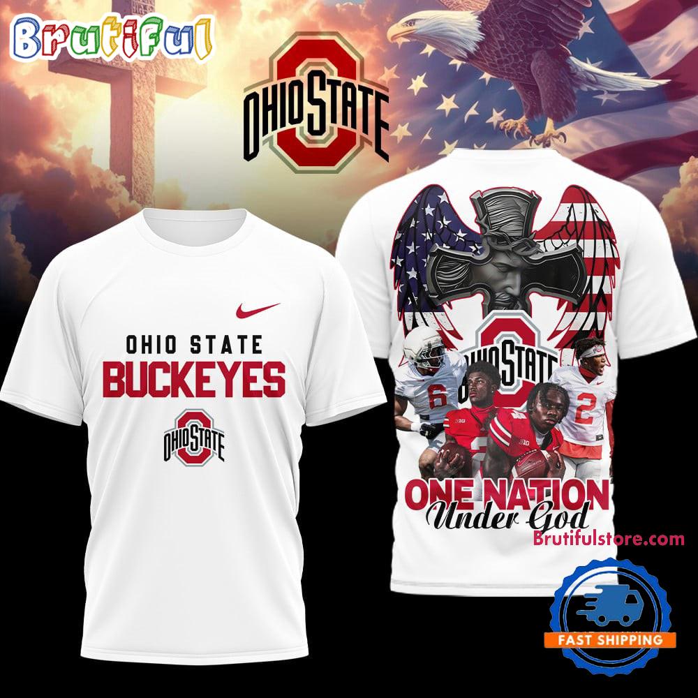 Ohio State Buckeyes NCAA Graphic Player One Nation Under God 3D Shirt