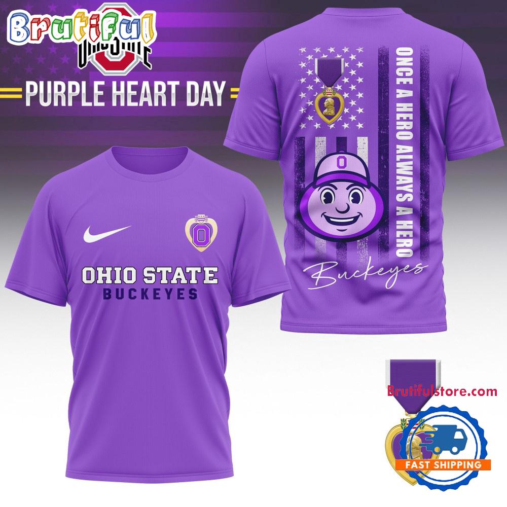 Ohio State Buckeyes NCAA National Purple Heart Day Unisex 3D Shirt