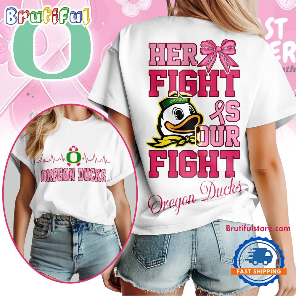 Oregon Ducks Her Fight Is Our Fight Vintage T Shirt (New size)