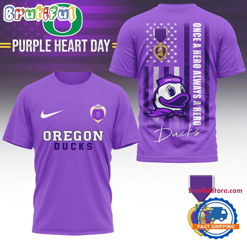 Oregon Ducks NCAA National Purple Heart Day Unisex 3D Shirt