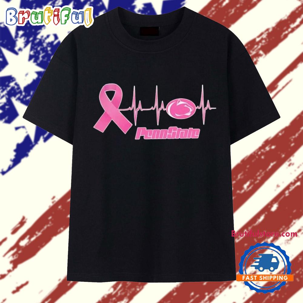 Penn State Nittany Lions Breast Cancer Awareness Heartbeat Logo T Shirt