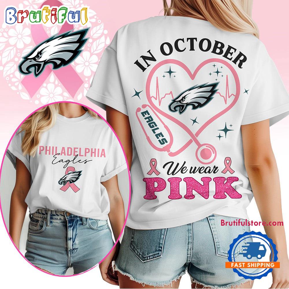 Philadelphia Eagles In October We Wear Pink Vintage T Shirt