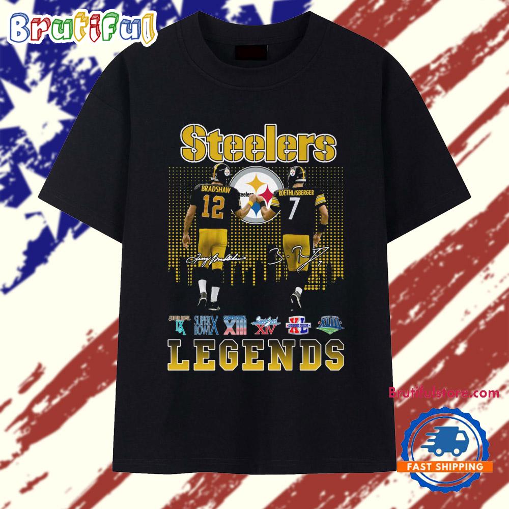 Pittsburgh Steelers Bradshaw Roethlisberger Football Legends 2025 T Shirt