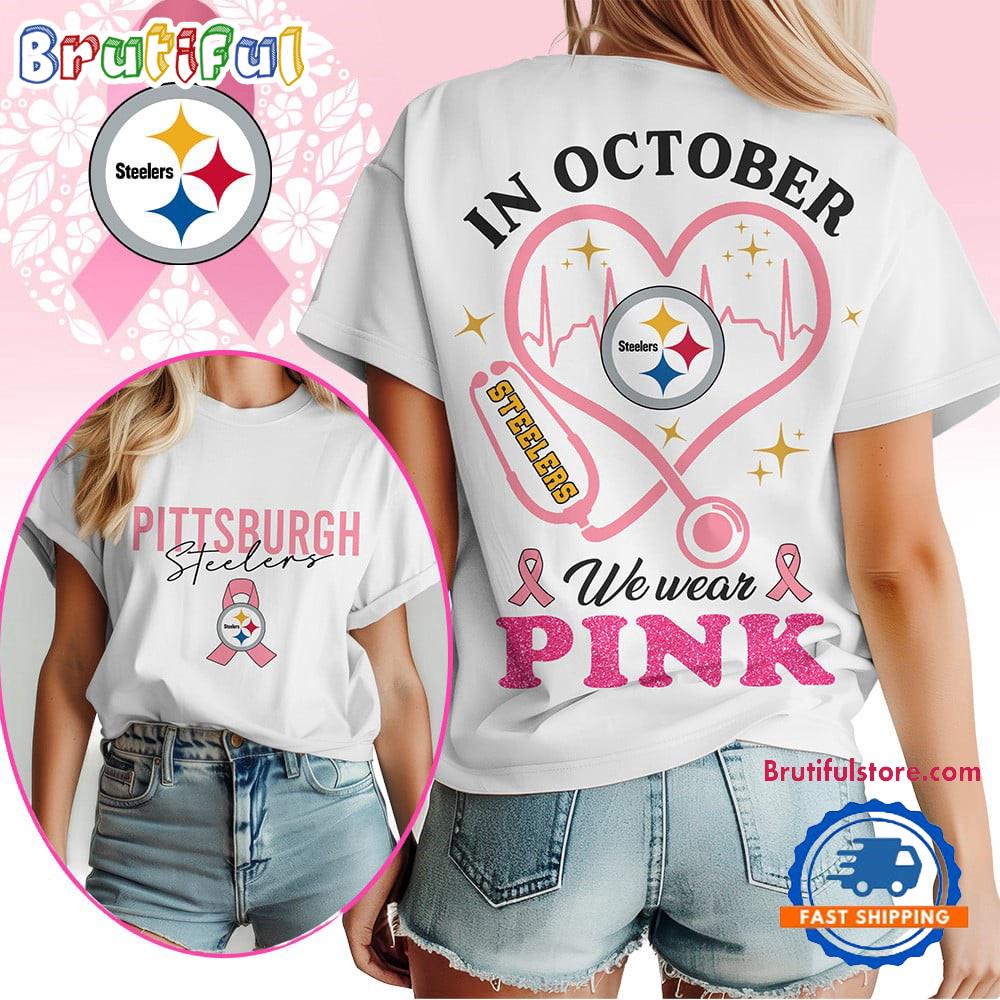 Pittsburgh Steelers In October We Wear Pink Vintage T Shirt