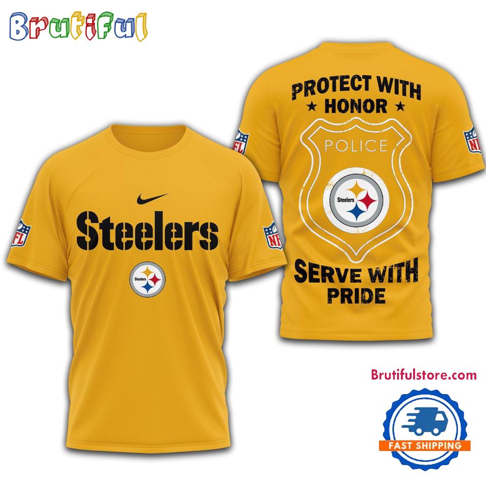 Pittsburgh Steelers Protech With Honor Police Serve With Pride 3D Shirt