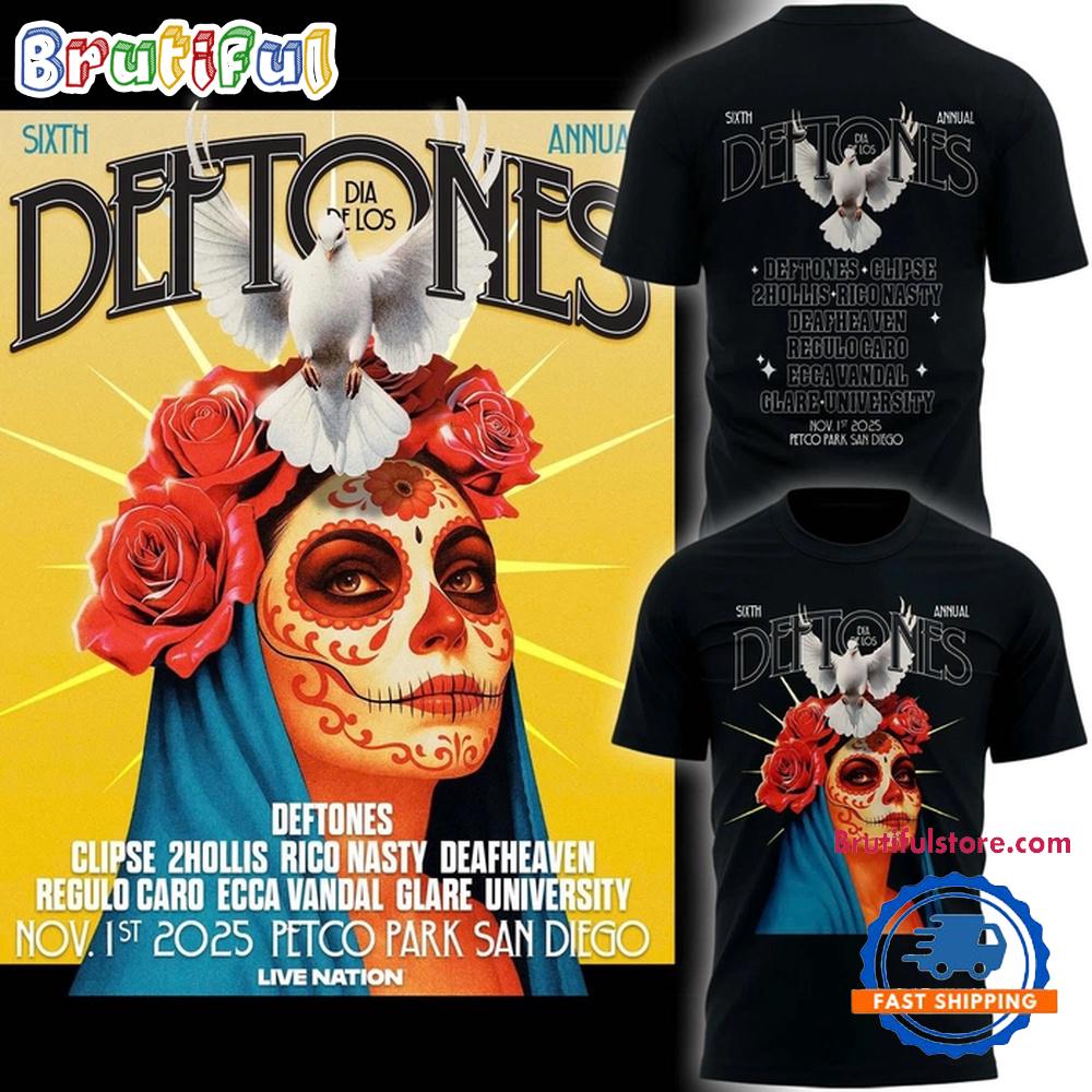 San Diego Padres Dia De Los Deftones 2025 Black T Shirt