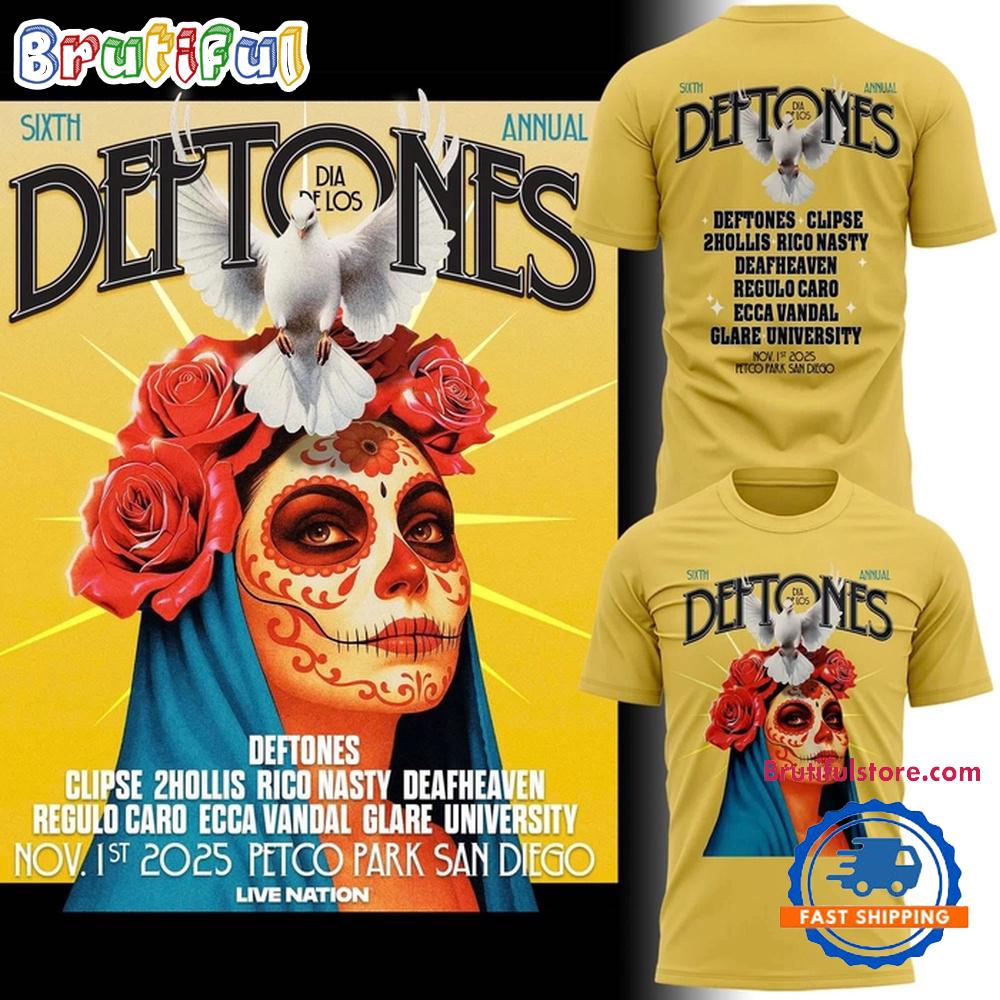 San Diego Padres Dia De Los Deftones 2025 Gold T Shirt