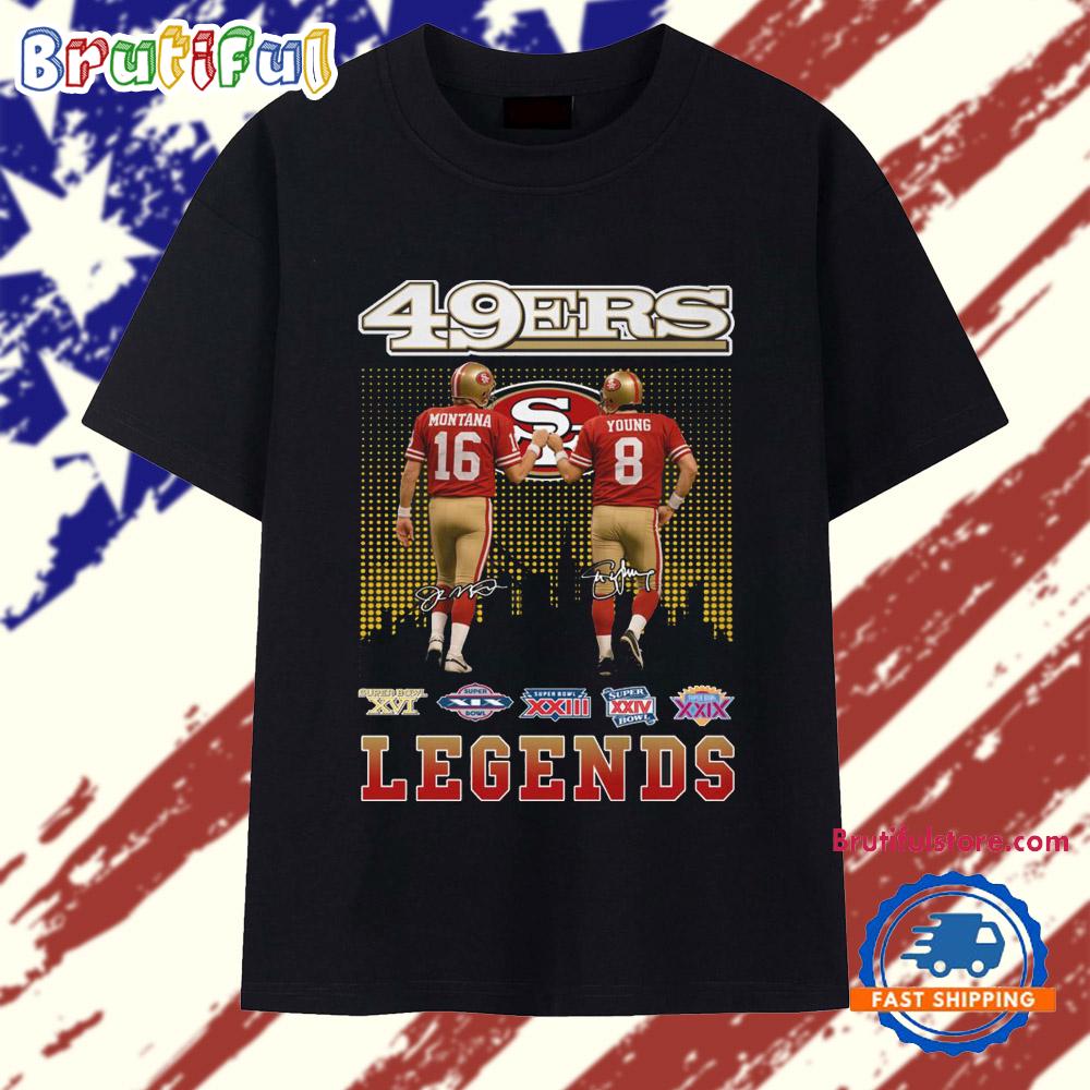 San Francisco 49ers Montana Young Football Legends 2025 T Shirt