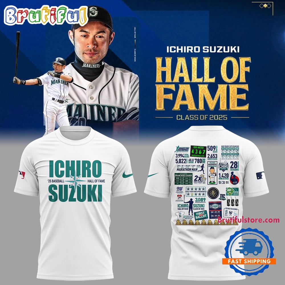 Seattle Mariners ICHIRO x Hall Of Fame 2025 3D Shirt