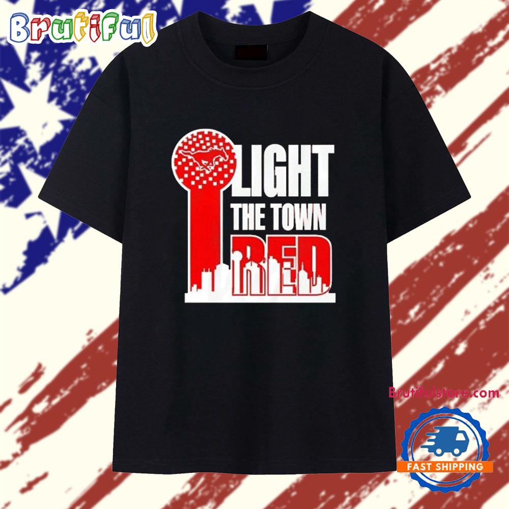 SMU Mustangs Light the Town City Skyline T Shirt