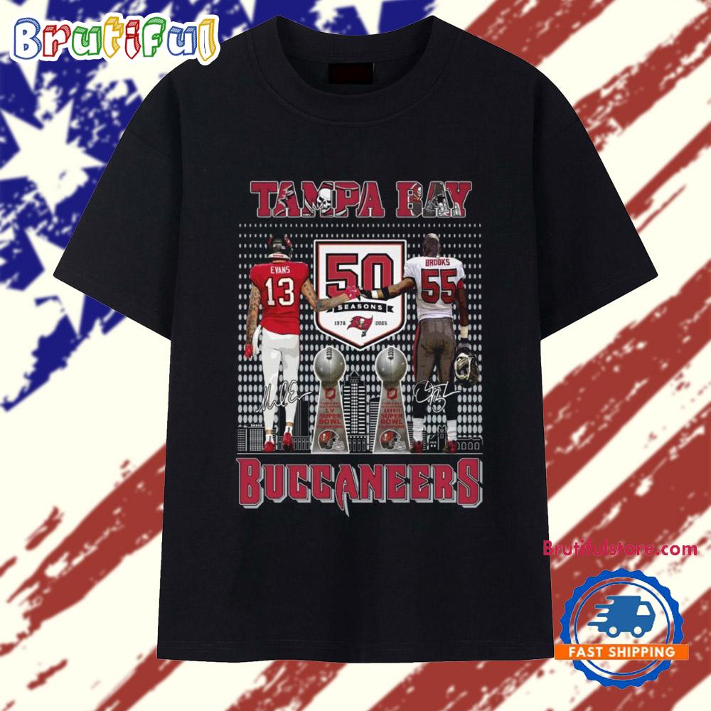 Tampa Bay Buccaneers 50 Season 1976-2025 Vintage T Shirt
