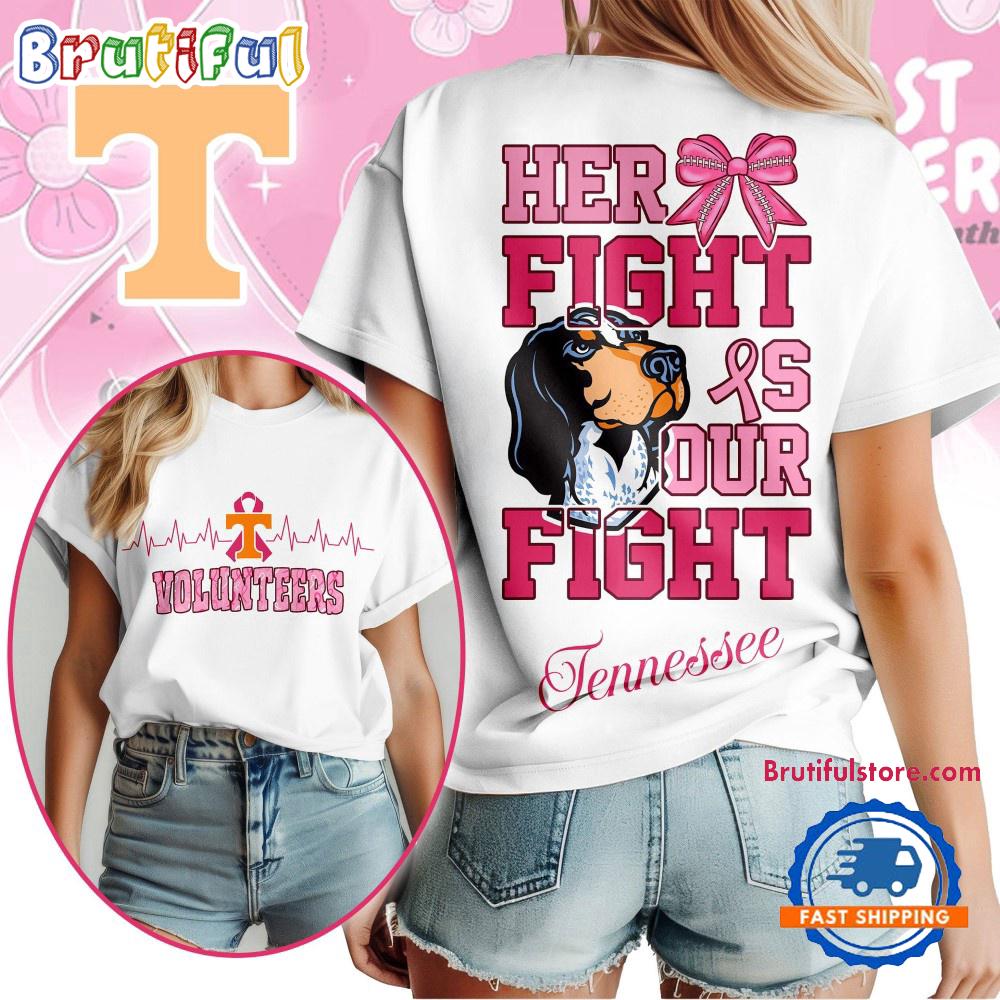 Tennessee Volunteers Her Fight Is Our Fight Vintage T Shirt (New size)