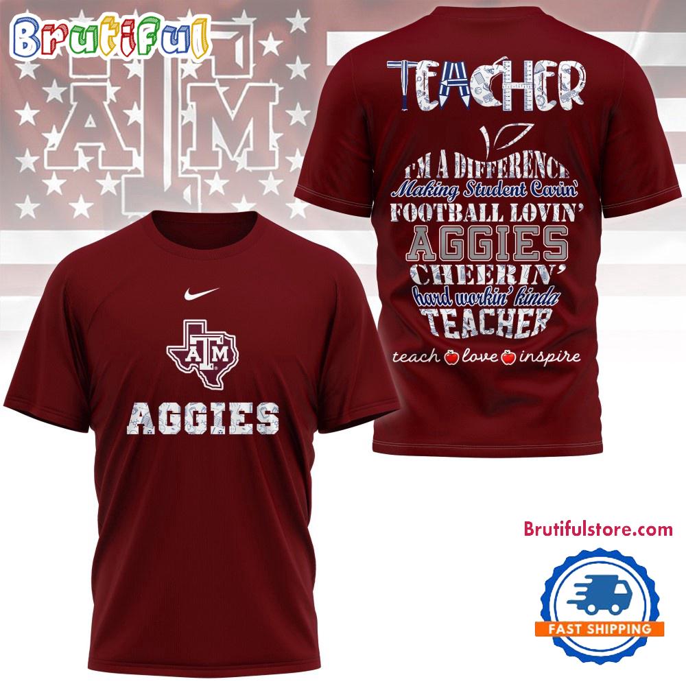 Texas A&M Aggies Teacher Pride Unisex 3D Shirt