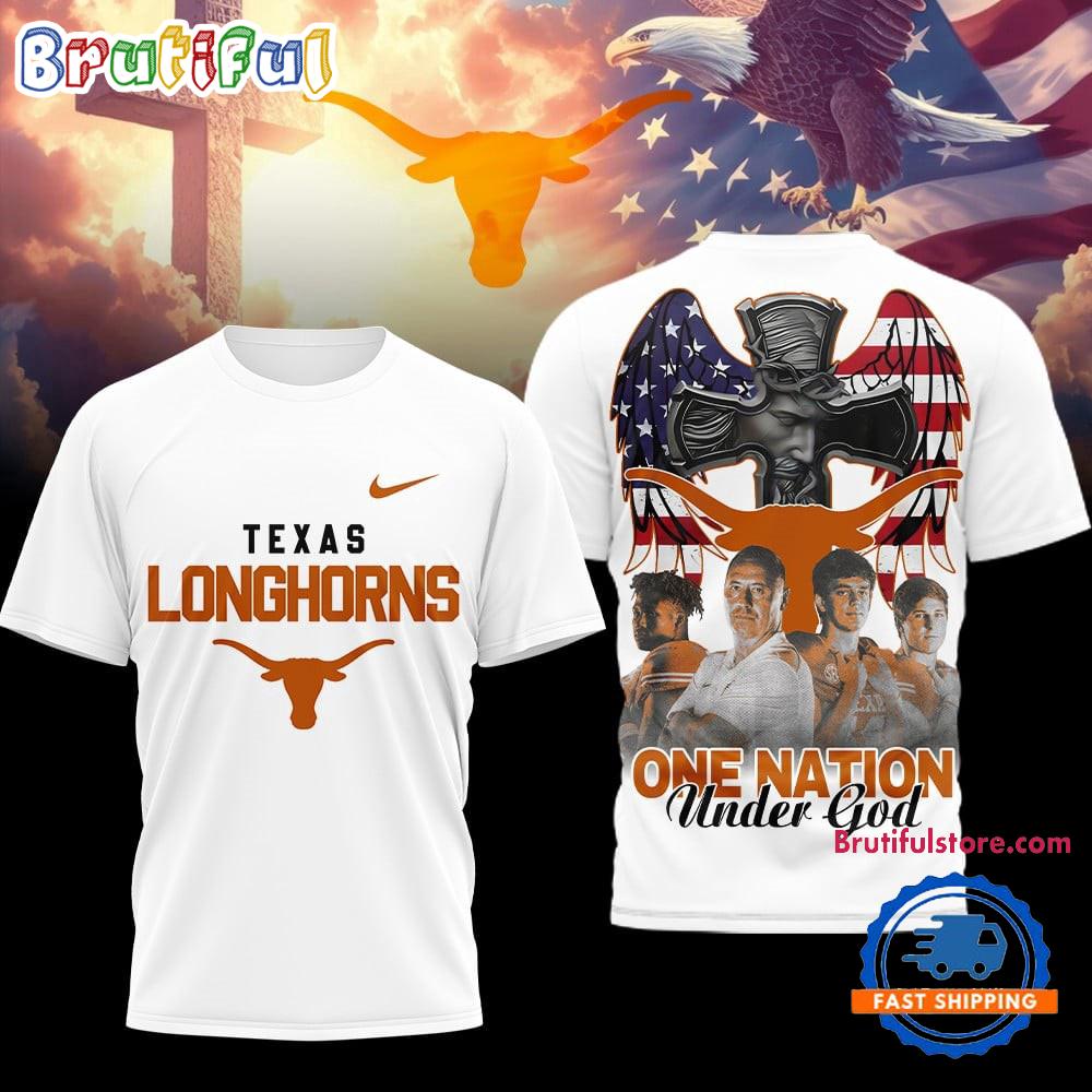 Texas Longhorns NCAA Graphic Player One Nation Under God 3D Shirt