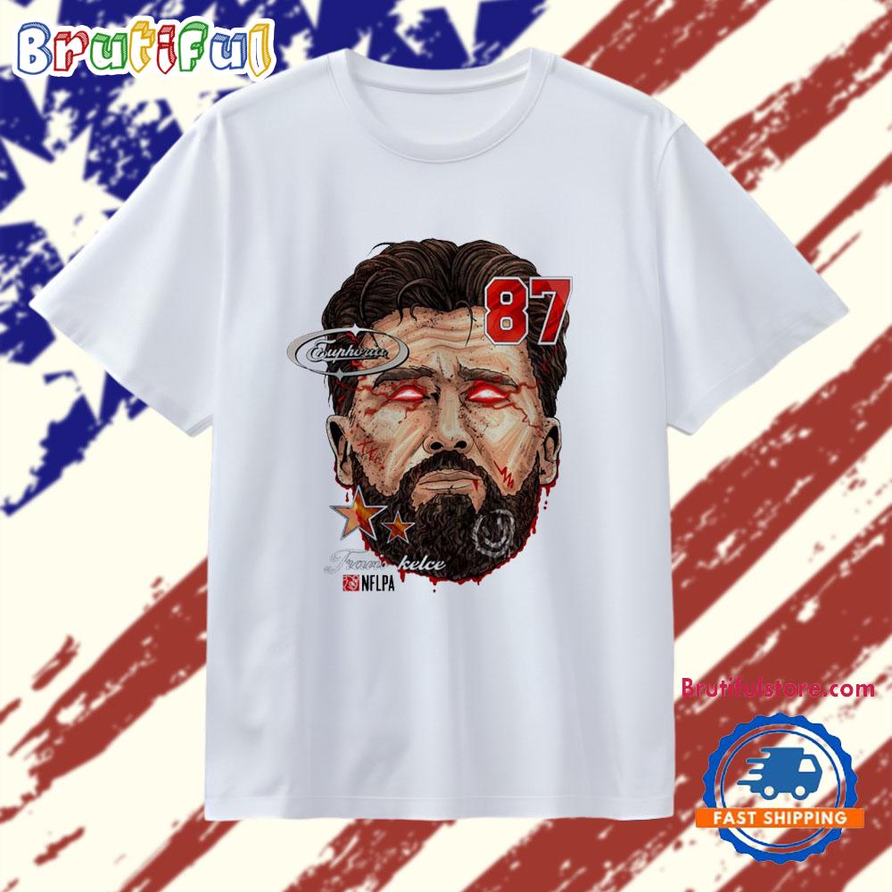 Travis Kelce #87 lightning eyes NFL Big Head Comic T Shirt