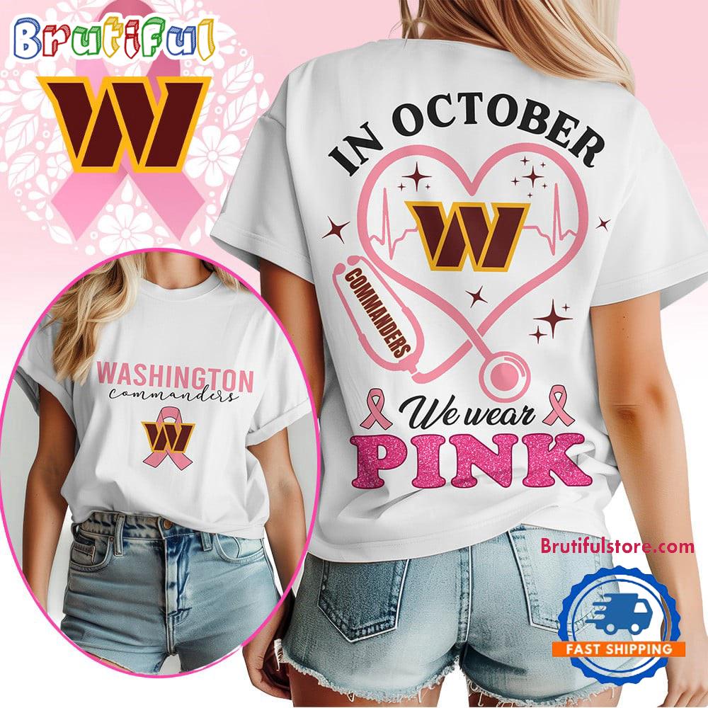 Washington Commanders In October We Wear Pink Vintage T Shirt