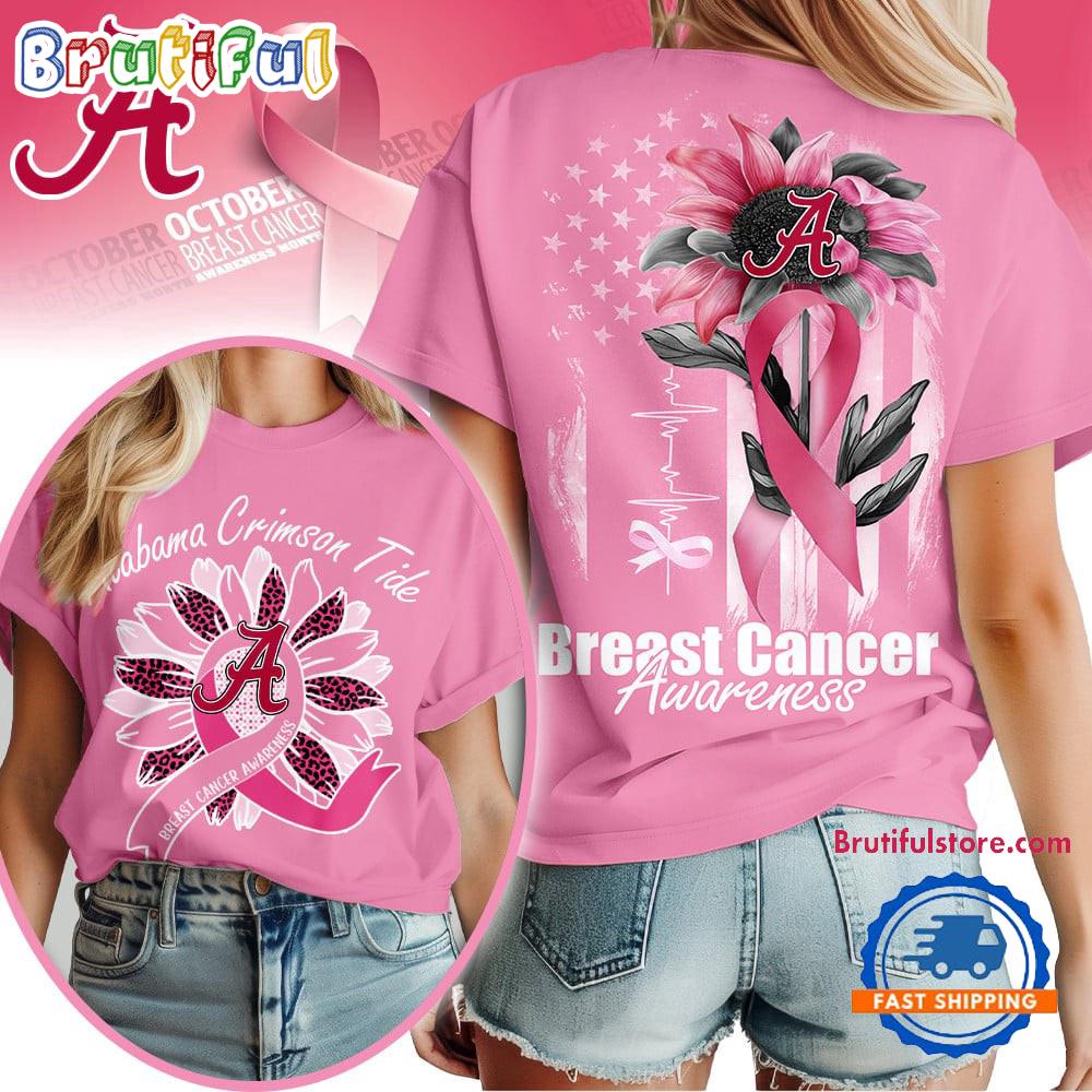 Alabama Crimson Tide 2025 NCAA Breast Cancer Sunflowers Unisex 3D Shirt