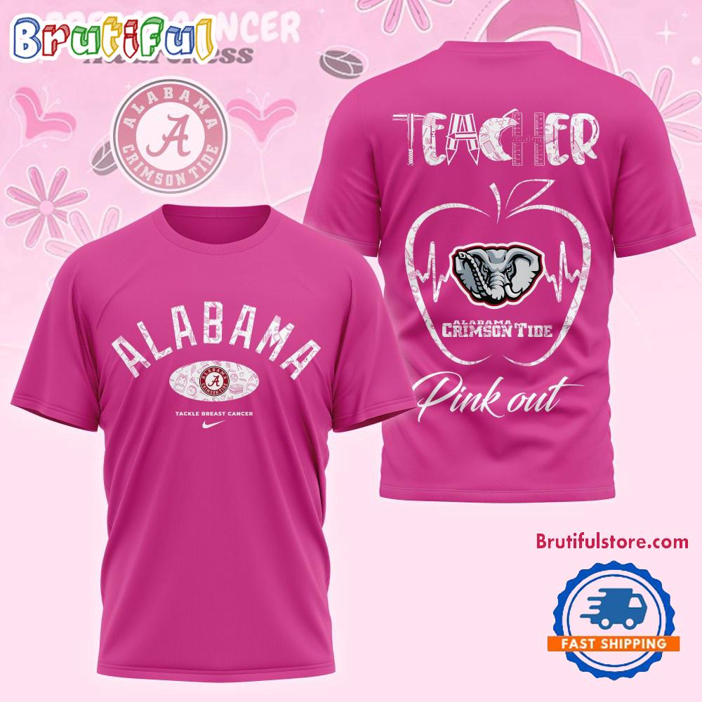 Alabama Crimson Tide 2025 NCAA Teacher Tackle Breast Cancer Unisex 3D Shirt