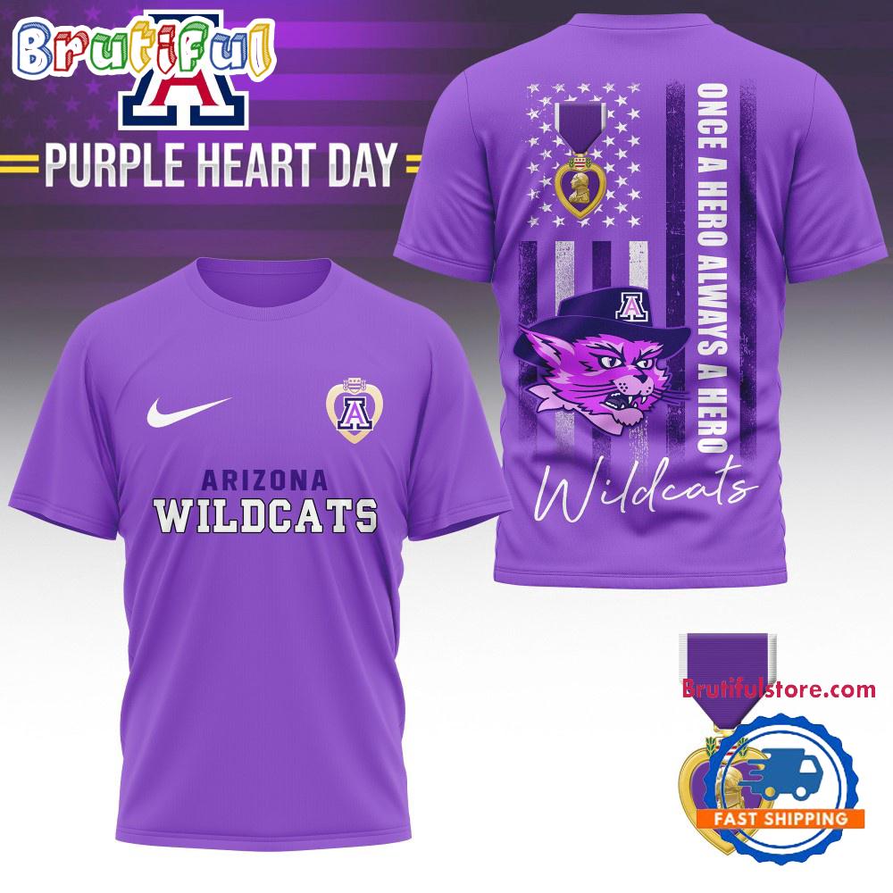Arizona Wildcats NCAA National Purple Heart Day Unisex 3D Shirt