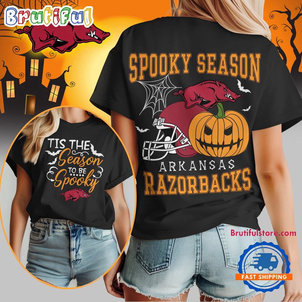 Arkansas Razorbacks 2025 NCAA Halloween Spooky Season Vintage T Shirt