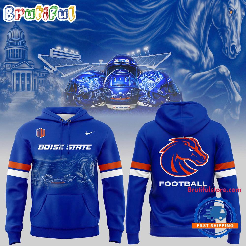 Boise State Broncos Football in The Blue And Idaho State Hoodie