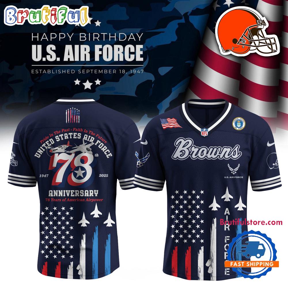 Cleveland Browns 2025 NFL US Air Force Birthday Football Jersey