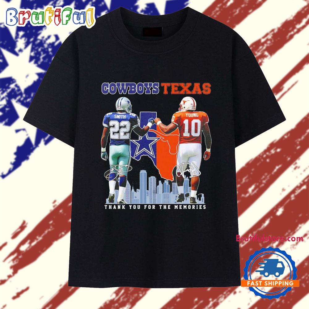 Cowboys Texas Smith and Young Thank You for the Memories Signature T Shirt