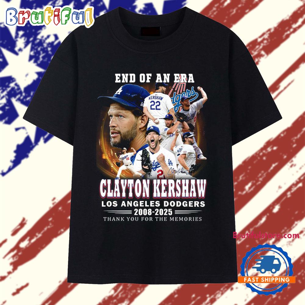 End Of An Era Clayton Kershaw Los Angeles Dodgers 2005-2025 T Shirt