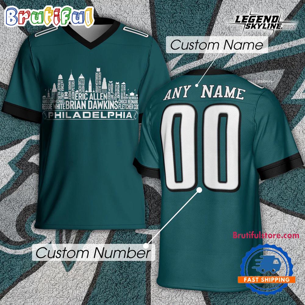 Featuring The City Skyline Built From Legendary Philadelphia Eagles Football Jersey
