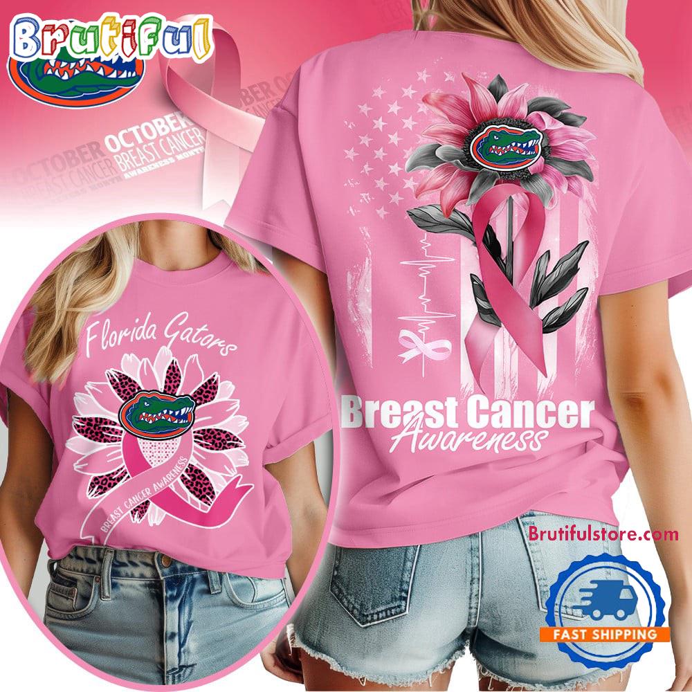 Florida Gators 2025 NCAA Breast Cancer Sunflowers Unisex 3D Shirt