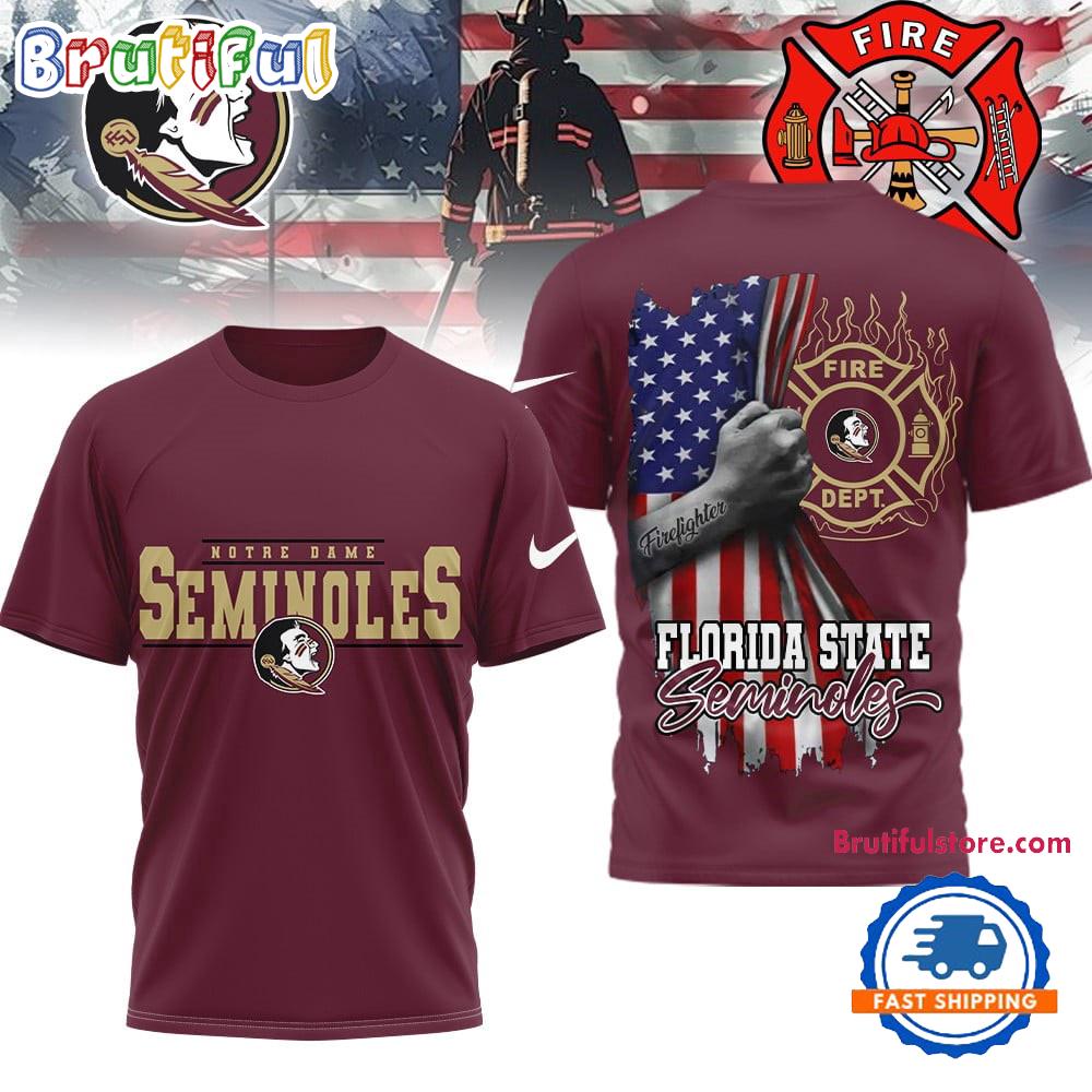Florida State Seminoles 2025 NCAA Firefighter American Flag 3D Shirt