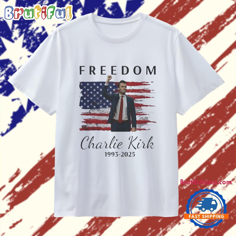 Freedom Charlie Kirk True Patriot 1993-2025 Rip Memorial American Flag T Shirt