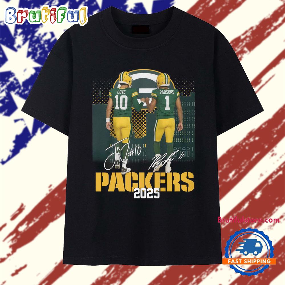 Green Bay Packers Love And Parsons Signature 2025 T Shirt