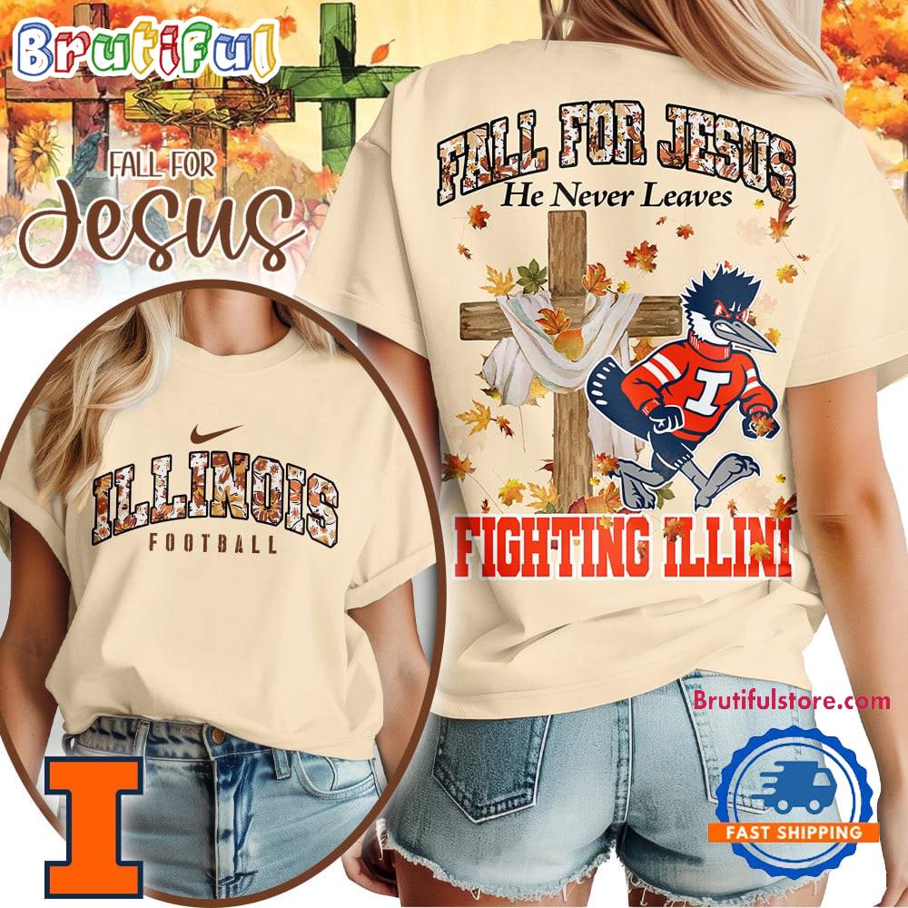 Illinois Fighting Illini 2025 NCAA Season Fall For Jesus Unisex 3D Shirt