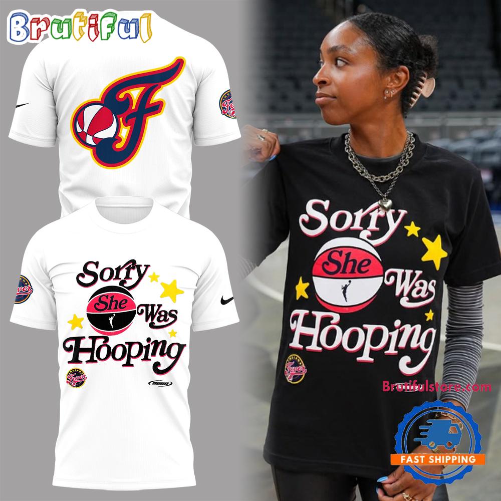 Indiana Fever Sorry She Was Hooping White T Shirt