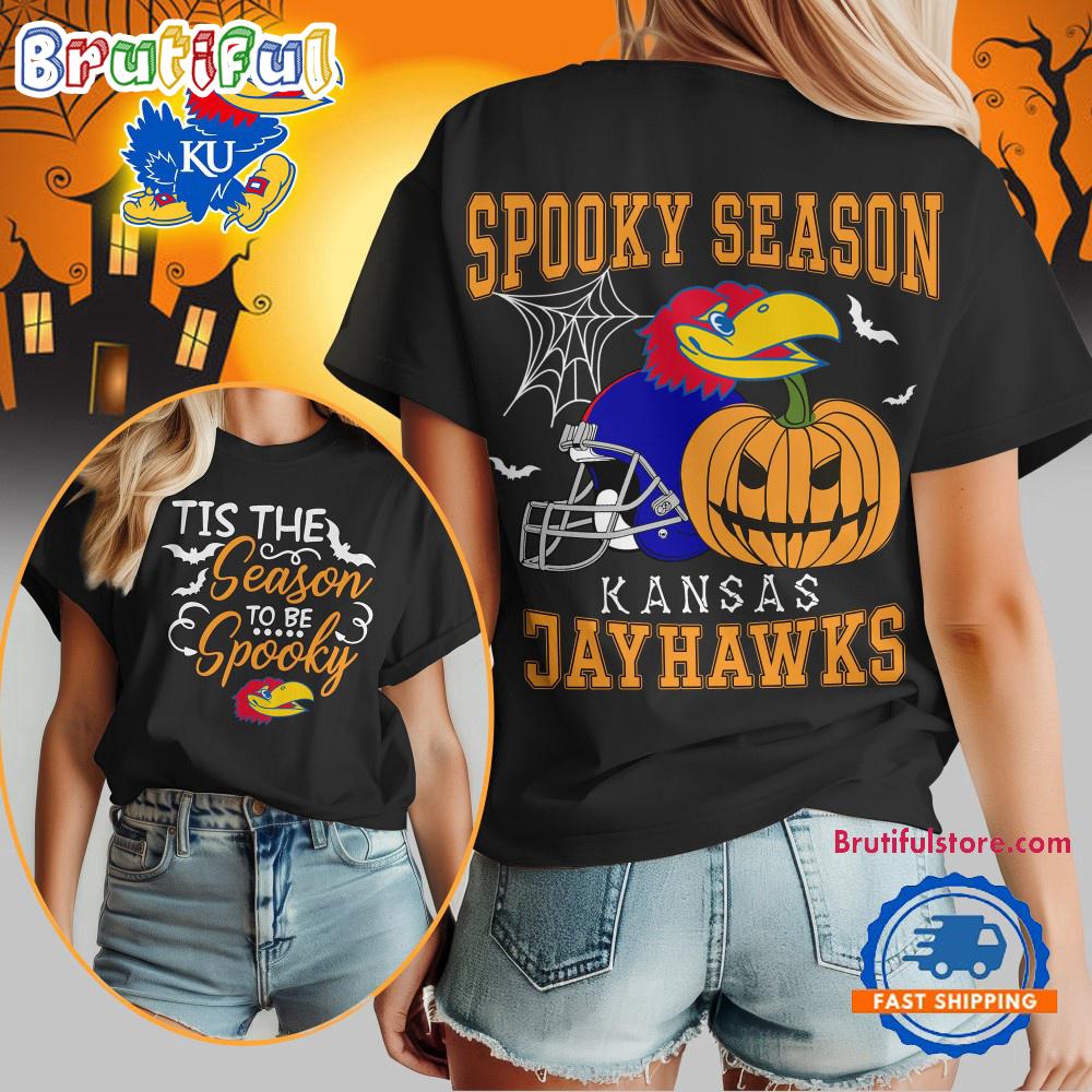 Kansas Jayhawks 2025 NCAA Halloween Spooky Season Vintage T Shirt