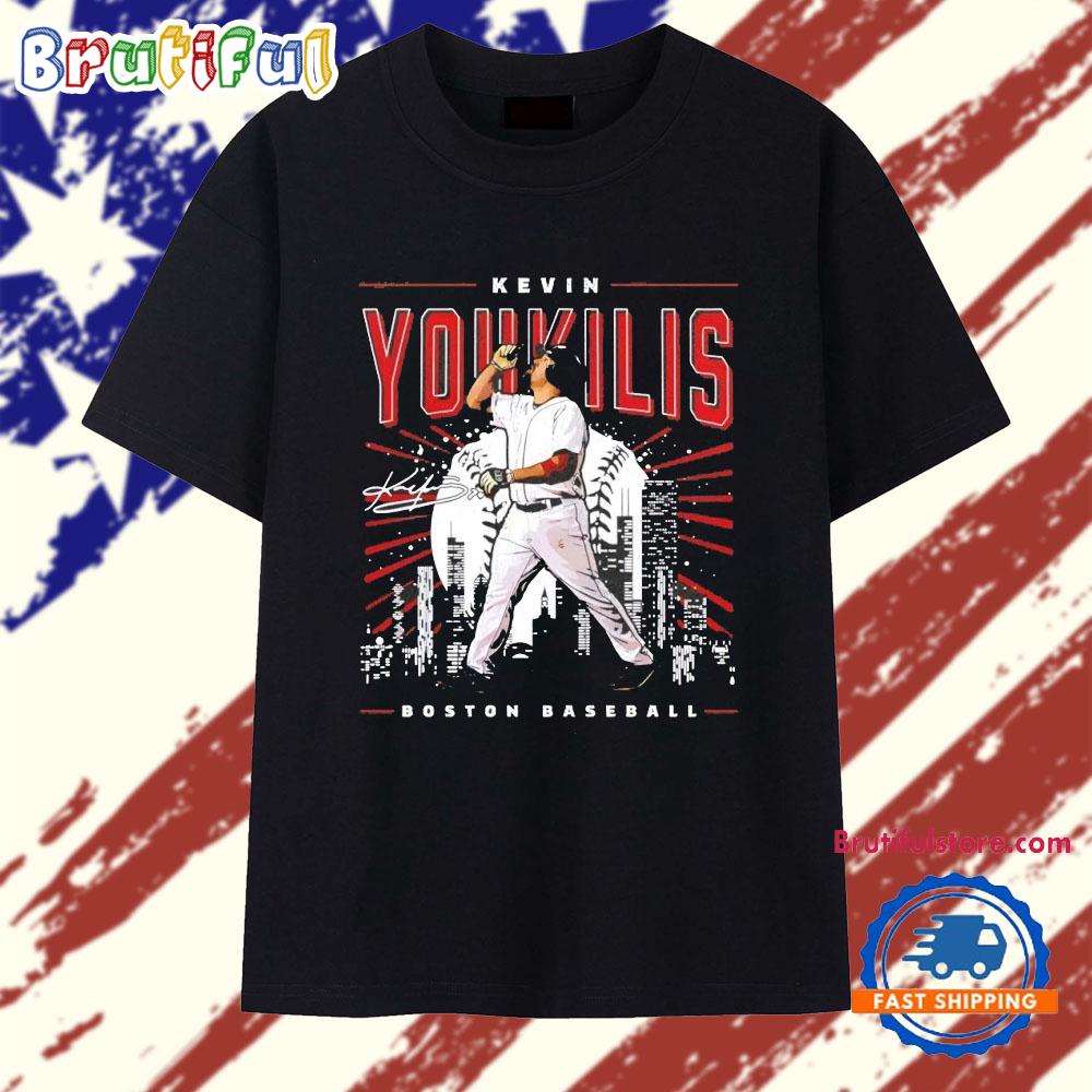 Kevin Youkilis Boston Red Sox City Skyline Gritty T Shirt