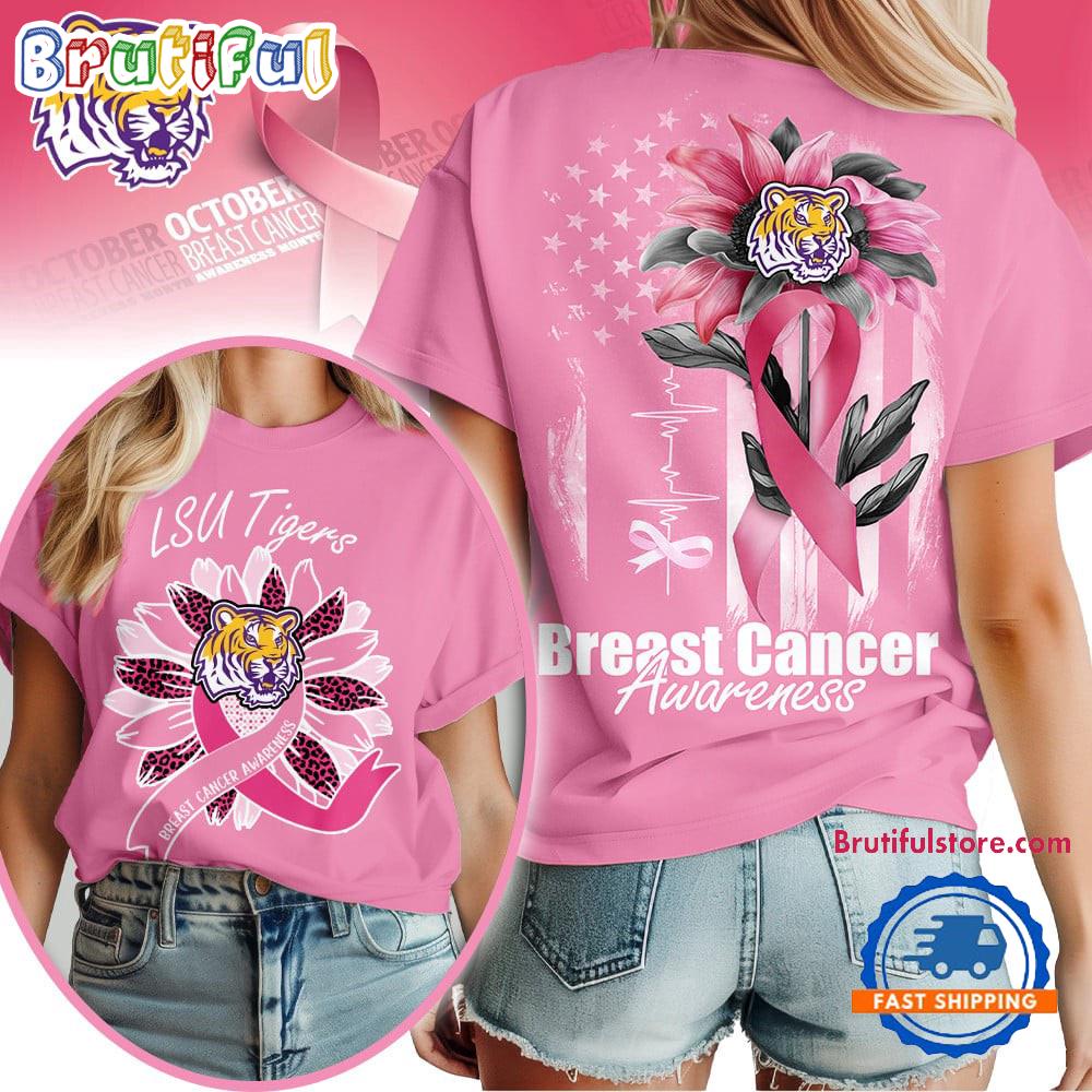 LSU Tigers 2025 NCAA Breast Cancer Sunflowers Unisex 3D Shirt