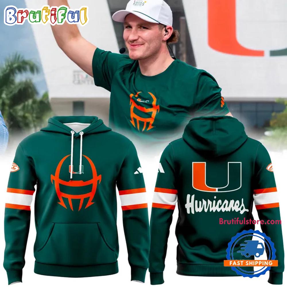 Miami Hurricanes 2025 Football Helmet Pregame Green Hoodie